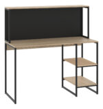 Escritorio Mesa De Computacion Con Estantes Moderno Pizarra Pizarron Anotador Incluido Dielfe Marrón Claro - Image 3