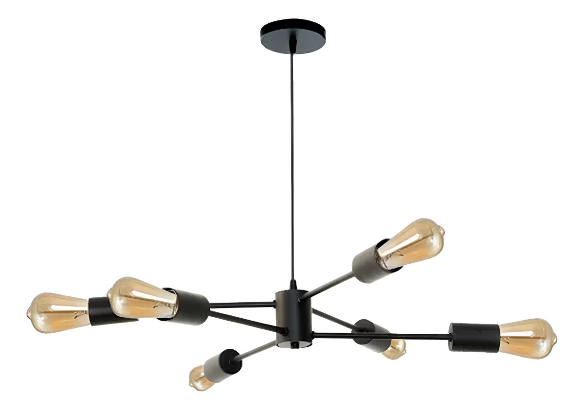 D_NQ_NP_620169-MLA94282341698_102025-F.jpg Lampara De Techo Colgante Bastones Cruzados 6 Luces Calidad Negro - Image 1