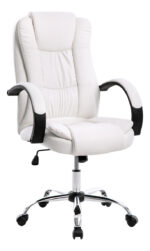 Sillon Oficina Basculante Ejecutivo Gerencial Pc Escritorio Color Blanco Cuero Sintético - Image 3