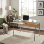 Escritorio Con Tapa De Vidrio + 3 Cajones Negro Ramos Mejia Transparente