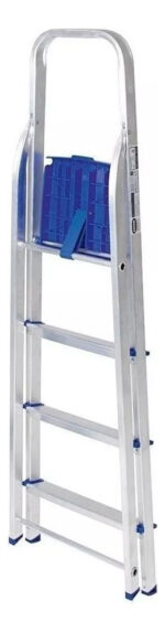 Escalera 5 Pendaños De Aluminio Resistente Calidad Premium Gris - Image 3