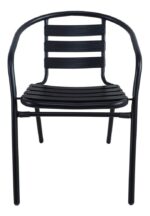 Silla Reposera De Jardin Exterior Aluminio Apilable En Ramos Negro Liso