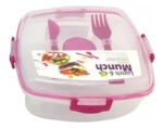 Hermetico Lunchera Plastico 960ml Cierre Facil Con Cubiertos