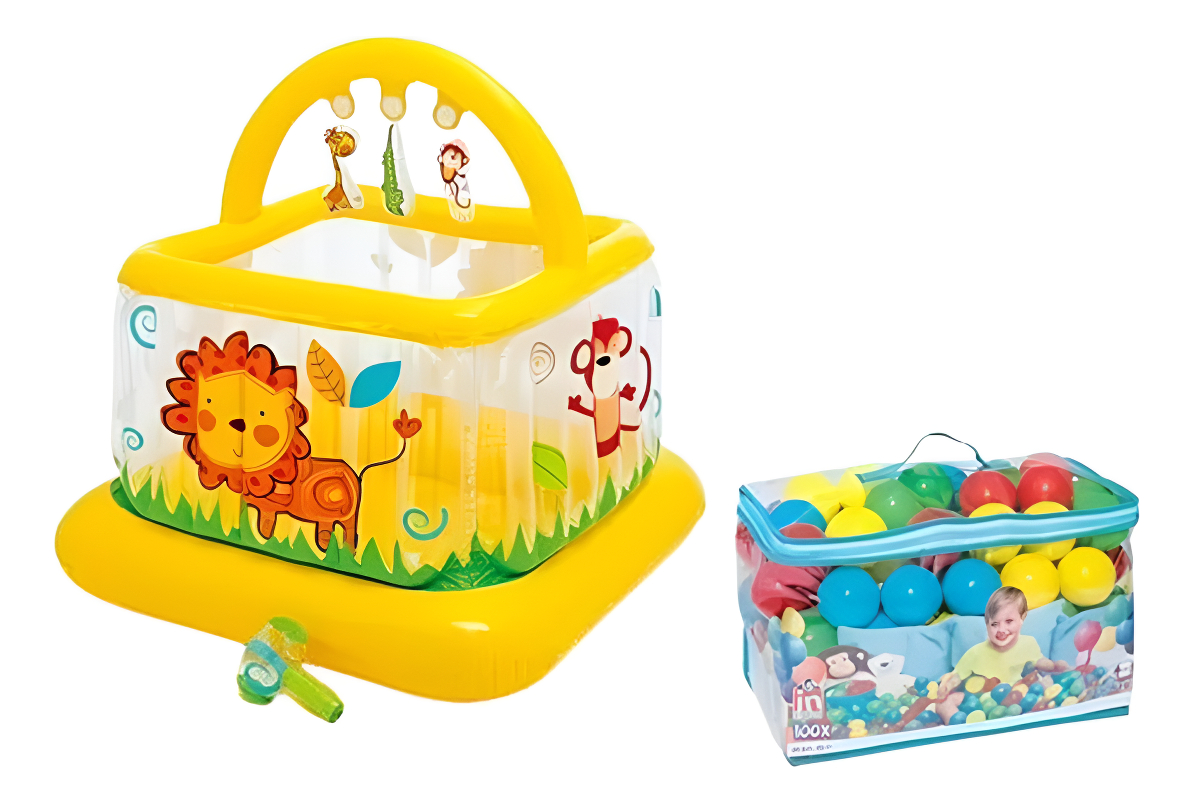 D_NQ_NP_642249-MLA94271239474_102025-F.jpg Corralito Inflable Baby + Set De 100 Pelotas Bestway Multicolor - Image 1
