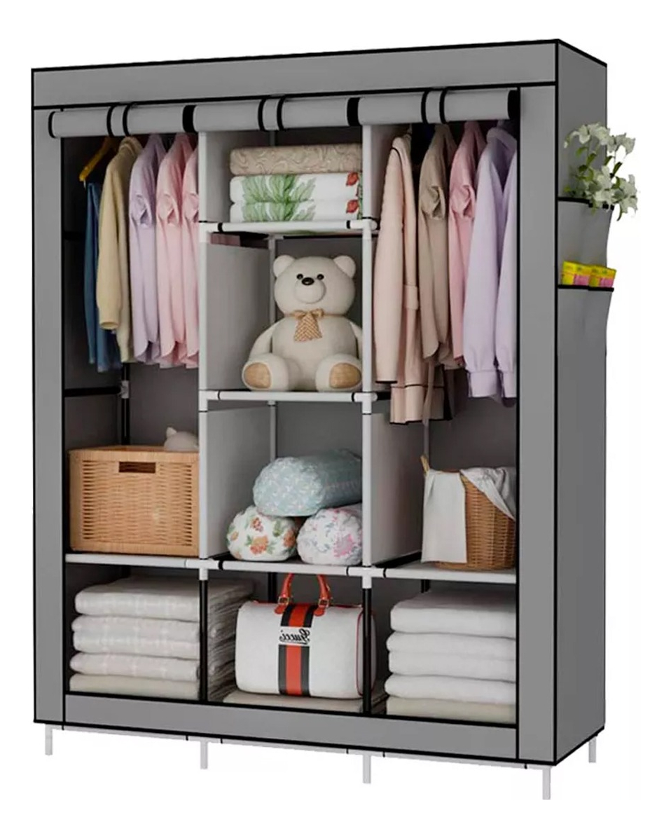 D_NQ_NP_650461-MLA75905339389_042024-F.jpg Guardarropa Tela Medidas Con 4 Estantes Diseños Unicos Ultimo Modelo Gris - Image 1