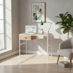 Escritorio Madera Maciza Estilo Escandinavo Estante + Cajon