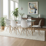 Juego De Comedor Irlanda Mesa Diseño Moderno + 4 Sillas Blanco Liso