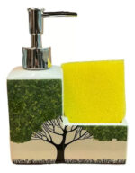 Dispenser Para Detergente De Ceramica Con Porta Esponja