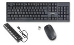 Kit Teclado Mouse Inalambrico Verbatim + Hub Usb De Regalo  Negro