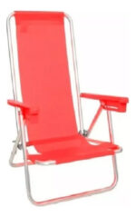 Reposera Plegable 4 Posiciones Jardin Camping Silla De Playa Rojo