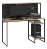 Escritorio Mesa De Computacion Con Estantes Moderno Pizarra Pizarron Anotador Incluido Dielfe Marrón Claro - Image 2