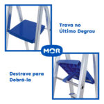 Escalera 5 Escalones Aluminio 1.08 Mts Mor Color Aluminio - Image 4