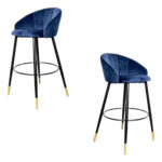 Set De 2 Sillas Taburetes Altos De Bar Acolchadas Elegante - Image 3