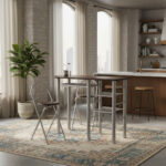 Desayunador 2 Taburete Mesa Set + Banqueta Silla Bar Ramos Laqueado Chocolate