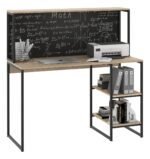 Escritorio Mesa De Computacion Con Estantes Moderno Pizarra Pizarron Anotador Incluido Dielfe Marrón Claro - Image 4