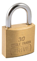 Candado Doble Traba Prive 700 Bronce Macizo 30mm Llave Yale Dorado