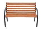 Banco De Madera Estructura De Acero 12 Slats Para Jardin Marrón Lisa - Image 2