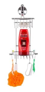 Organizador De Ducha Cromado 2 Estantes Succion Premium