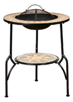 Mesa Exterior Mosaico Metal Cerámica Cemento Homy Mandala Brasero 60cm Redonda Multicolor