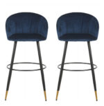 Set De 2 Sillas Taburetes Altos De Bar Acolchadas Elegante - Image 2