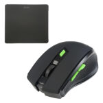 Mouse Inalambrico Wireless 1600dpi + Mouse Pad Ramos Negro