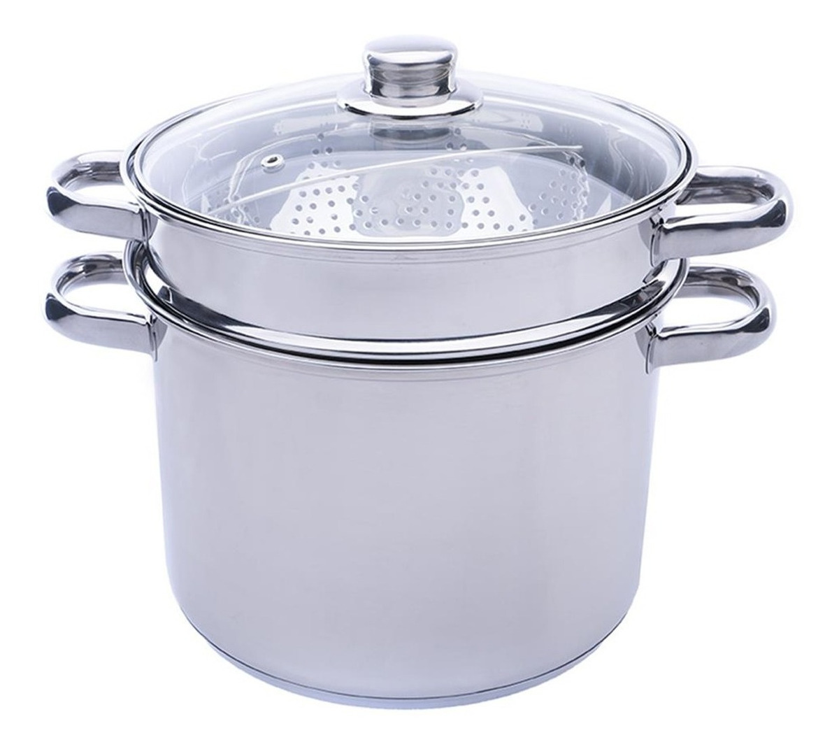 D_NQ_NP_717219-MLA47950041050_102021-F.jpg Olla Acero Inoxidable Pastarella Tapa De Vidrio 2 Coladores Plateado - Image 1
