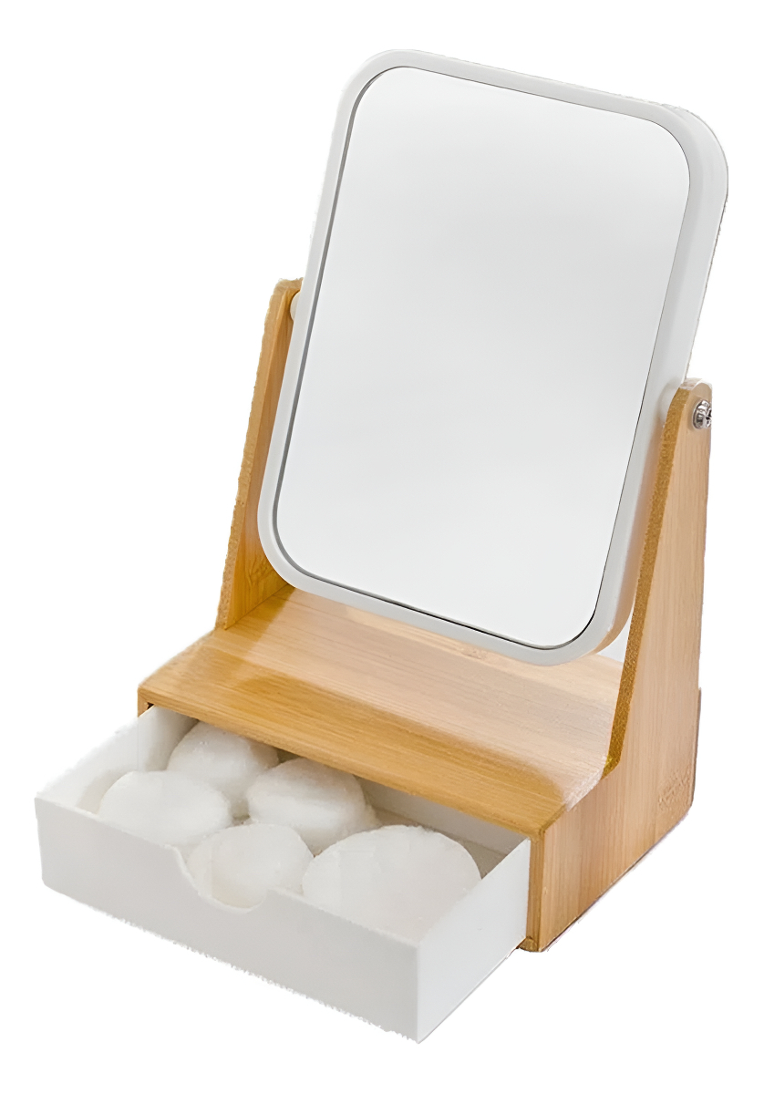 D_NQ_NP_719817-MLA95207403802_102025-F.jpg Espejo Rectangular Cotidiana Bamboo De Mano Con Cajón Para Maquillaje Marco Gris - Image 1