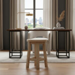 Banco De Madera Circular Bajo Reforzado Diseño Calidad