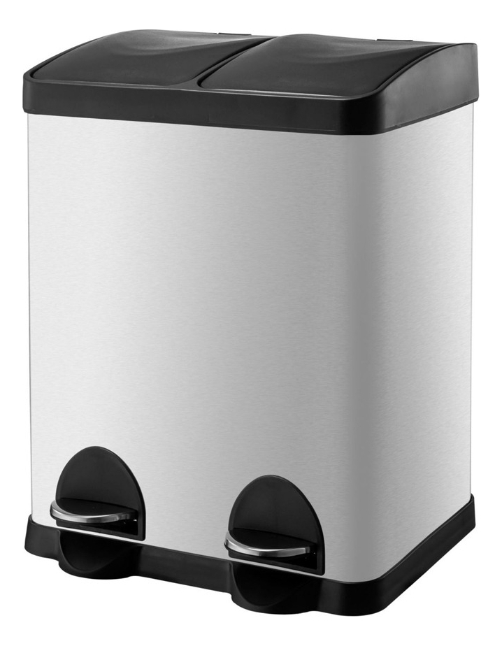 D_NQ_NP_728838-MLA99842540033_112025-F.jpg Cesto De Basura Doble A Pedal 30 L Acero Inoxidable Plateado - Image 1