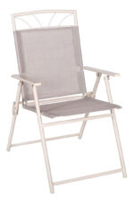 Set De Mesa Vidrio 6 Sillas Plegables Sombrilla Jardin Acero Taupe - Image 3