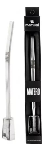 Bombilla Marwal Acero Inoxidable Doble Filtro Resorte 17cm Plateado - Image 4