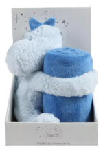 Manta Frazada Polar Bebe Con Peluche Animalitos Cuna Colecho Color Celeste Conejo