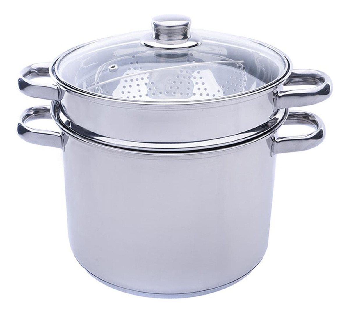 D_NQ_NP_746867-MLA74641354164_022024-F.jpg Pastarella Tapa De Vidrio 2 Coladores Olla Acero Inoxidable Cromado - Image 1