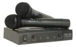 Set De 2 Microfonos Inalambricos Tsv Con Base Karaoke Negro