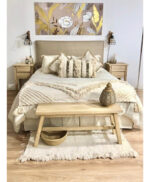 Banco Pie De Cama Madera Álamo Laqueado Marrón Claro 100x24x44cm - Image 3