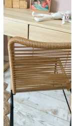 Silla Acordonada De Yute Magnolias Con Estructura De Hierro Marrón Y Negro Sigrid - Image 3