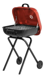 Parrilla Móvil Walkabout Rojo Con Tapa Ruedas Ajustable Carbón Exterior