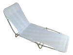 Reposera Plegable Outzen Acero Blanca 180x55cm Para Jardin Playa Camping Blanco - Image 3