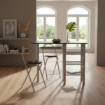 Desayunador 2 Taburete Mesa Estantes Set Banqueta Silla Bar Chocolate