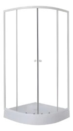 Cabina De Ducha Curva Sensi D'acqua Vidrio Templado 6mm 200x80cm Transparente Blanco