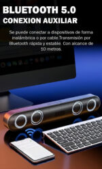 Parlante Barra Sonido Xinua Bluetooth Microfono Luz Rgb 10w Negro - Image 5