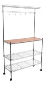 Estanteria Cromada + Estantes Acero Cromado Con Ruedas  Plateado