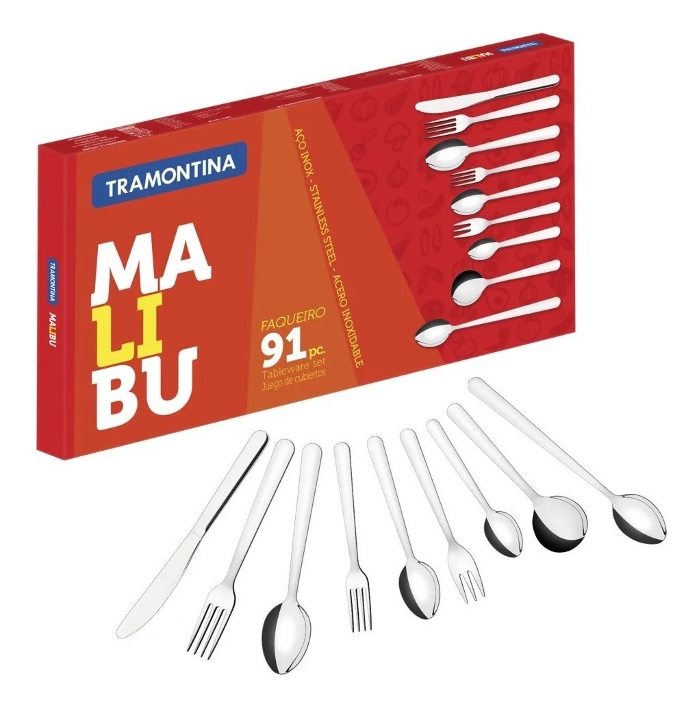 D_NQ_NP_791118-MLA42399760481_062020-F.jpg Juego De Cubiertos 91 Piezas Tramontina + Acero Inoxidable Gris - Image 1