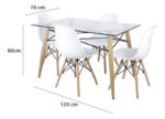 Mesa De Vidrio Clásica + 4 Sillas Poliuretano Comedor Blanco Liso - Image 10