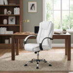 Sillon Gerencial Computacion Respaldo Alto Envios Modelo Ejecutivo Blanco Cuero Sintético