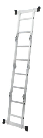 Escalera Articulada Aluminio Wrk Work 8 Escalones Plegable Extensible Plateado