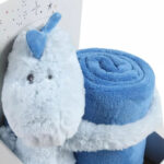 Manta Frazada Polar Bebe Con Peluche Animalitos Cuna Colecho Color Celeste Conejo - Image 2