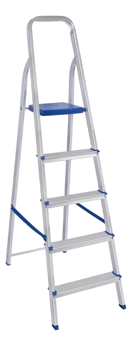 D_NQ_NP_819027-MLA91123629980_092025-F.jpg Escalera 5 Pendaños De Aluminio Resistente Calidad Premium Gris - Image 1