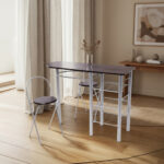 2 Taburete + 1 Mesa Set Plegable Silla Bar Desayunador Ramos Wengue