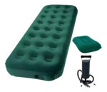 Colchón Inflable Klimber 1 Plaza Verde Con Almohada E Inflador Manual